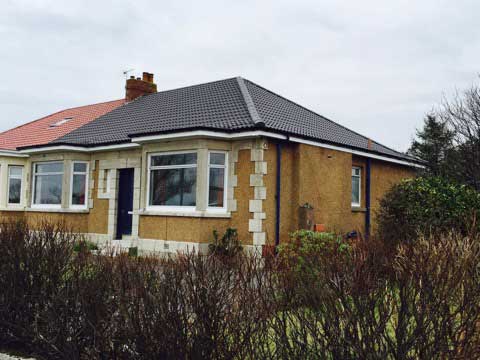 Charcoal roof, side on view
